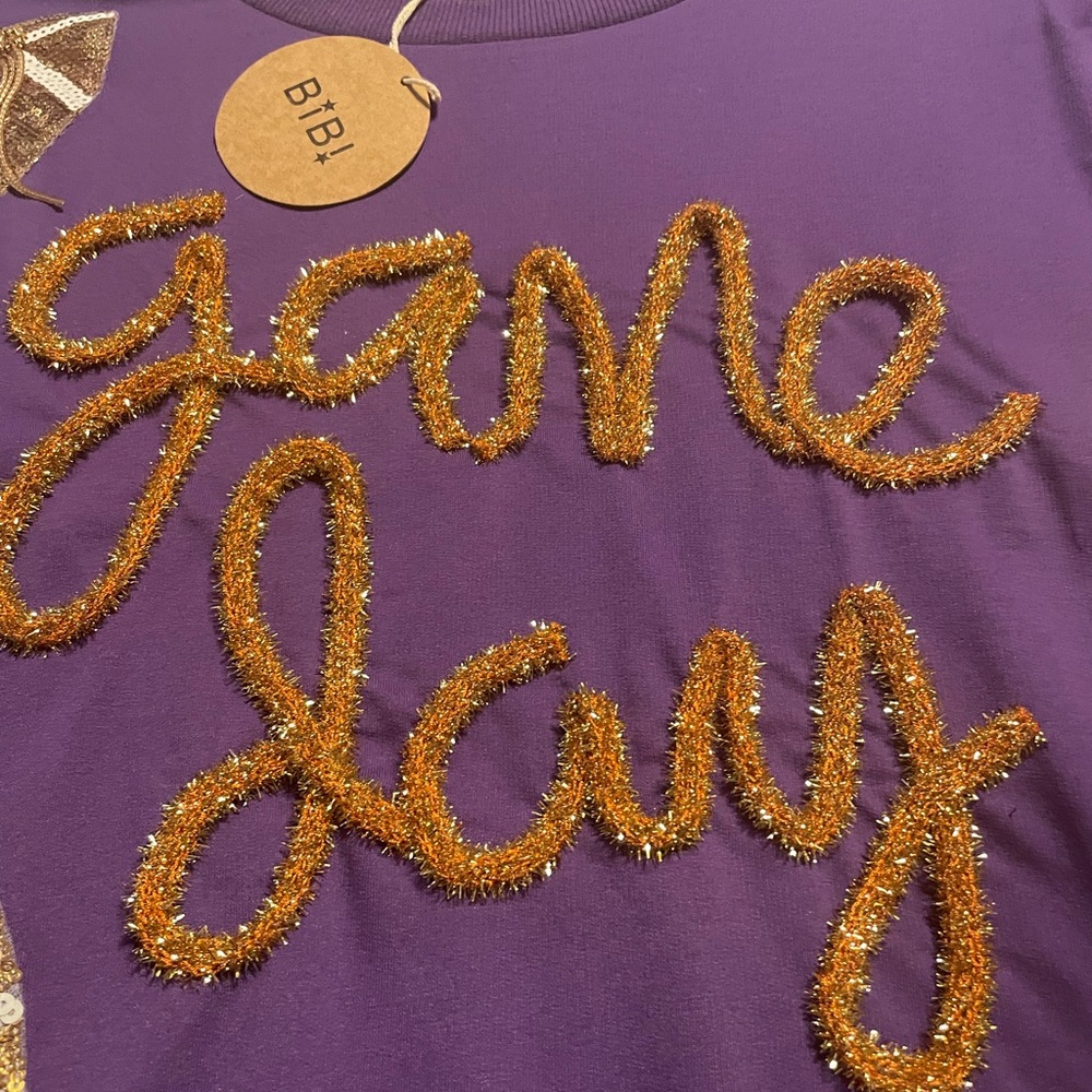 Purple/Gold Game day sweater. Bibi - Picture 3 of 3
